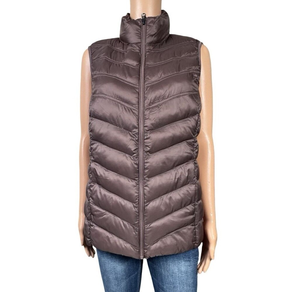 32 Degrees Heat Womens Medium Jacket Vest Puffer Lightweight Winter Brown New